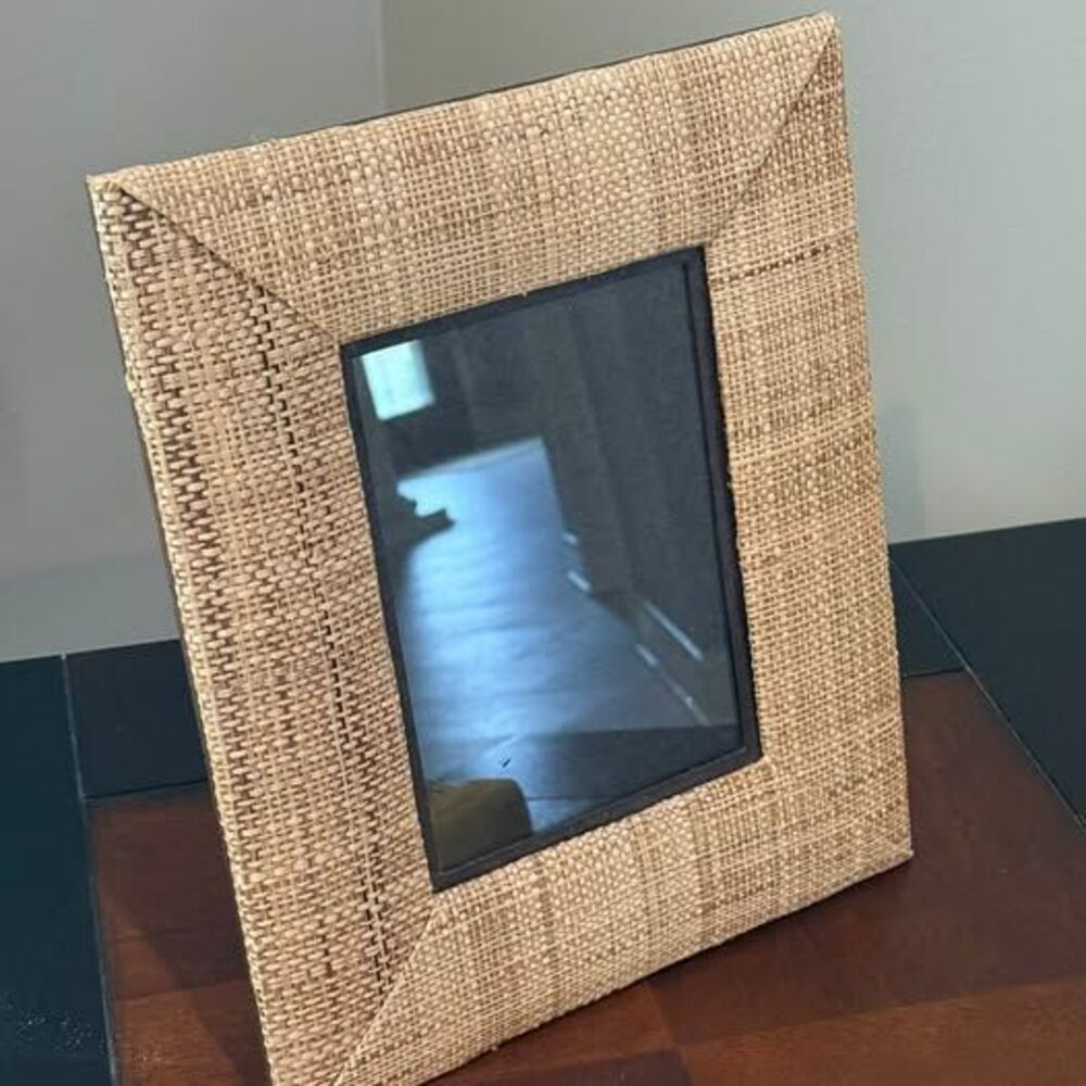Vintage Palecek Woven Raffia Picture Frame Boho Coastal Made in Philippines